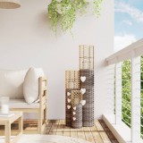 vidaXL Suporturi pentru lum&acirc;nări, 3 buc., gri, răchită