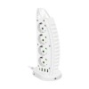 Prelungitor tip turn ELMHURST, 4 x USB porturi, 8 prize curent alternativ, 2500 W, protectie la supratensiune, intrerupator, alb