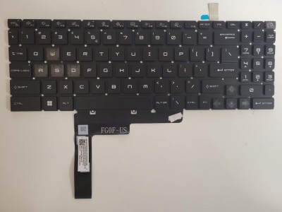 Tastatura Laptop Gaming, MSI, Sword 15 A11U, A11UD, A11UE, A11UG, A11SC, A12U, A12UC, A12UD, A12UE, A12UG, conector iluminare RGB 40 pini, layout US foto