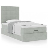 Gossi cadru de pat otoman cu saltele gri deschis 100x200cm catifea