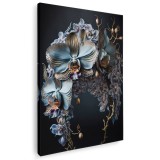 Tablou canvas floare orhidee, negru, albastru, maro 1095 Tablou canvas pe panza CU RAMA 60x80 cm