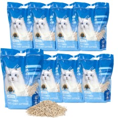 Litieră pentru pisici cu bentonită și tofu XXL, set 8 x 5L, 16kg