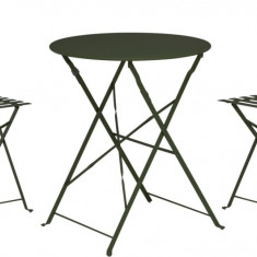 Set mobilier de gradina Bistro, 3 piese, metal, verde