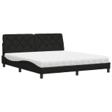 Cumpara ieftin Pat cu saltea, negru, 180x200 cm, catifea