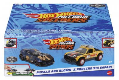 Hot wheels set 2 masinute metalice pull back muscle and blown si porsche 914 safari 1:43 foto