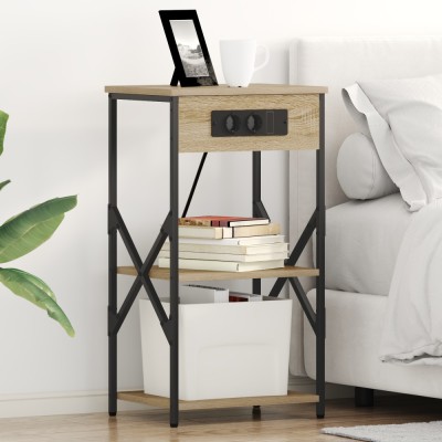vidaXL Noptiere 2 pcs Stejar sonoma 41 x 31 x 76 cm Lemn compozit foto