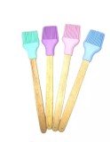 Pensula din silicon cu maner din lemn,29 cm, diverse culori