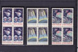 ROMANIA 1965 LP 611 COSMONAUTICA BLOCURI DE 4 TIMBRE MNH, Nestampilat