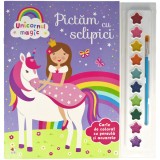 Unicornul magic. Pictăm cu sclipici. Carte de colorat cu pensulă și acuarele, Litera