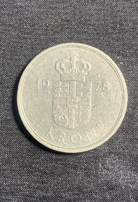 Moneda 1 coroana 1978 Danemarca foto