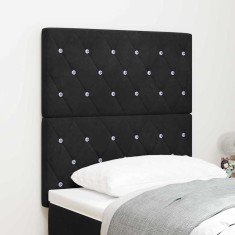 vidaXL Tăblie LED cu lumini cu bandă LED Argyle Negru 80 cm Catifea 3338344