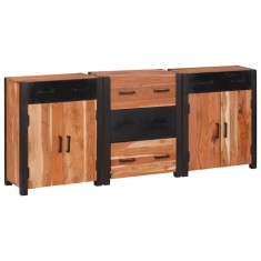 vidaXL Bufet 3 pcs Maro 165 x 30 x 75 cm Lemn masiv de acacia