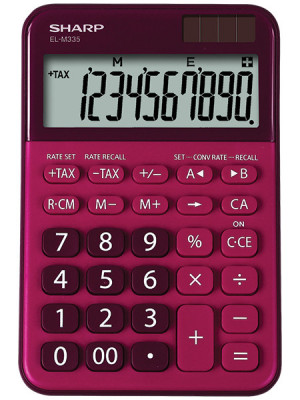 Calculator De Birou, 10 Digits, 149 X 100 X 27 Mm, Dual Power, Sharp El-m335brd - Rosu foto