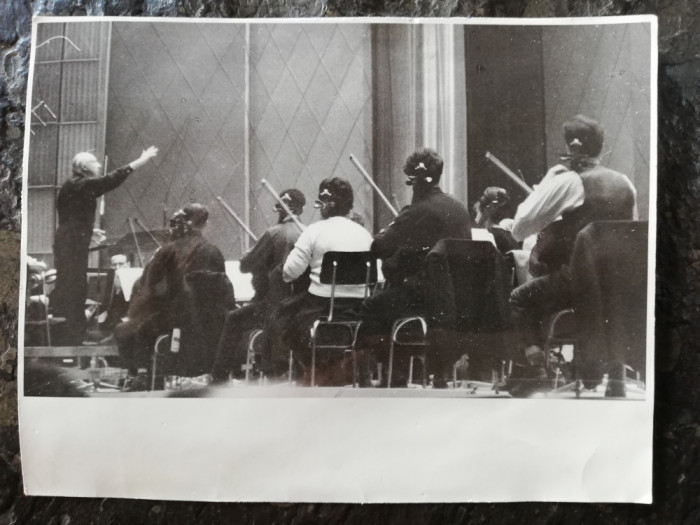 Foto 13x18 cm, compozitorul si dirijorul Leopold Stokovski la festivalul Enescu