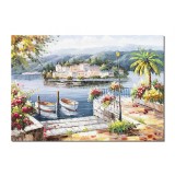 Tablou living pictat manual, Colt de rai, o zi minunata, 100x70cm ulei pe panza in cutit efect 3D, Valentin Pop