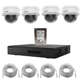 Kit supraveghere IP Hikvision cu 4 camere 4MP, NVR PoE si HDD 1TB