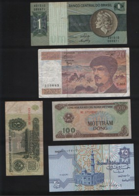Set 5 bancnote de prin lume adunate (cele din imagini) #206 foto