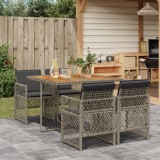 Cumpara ieftin Set mobilier de grădină cu perne, 5 piese, gri, poliratan