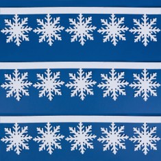 Banner Decorativ Crăciun, Model Fulgi de Zăpadă, Alb, Poliester, 2m x 15cm