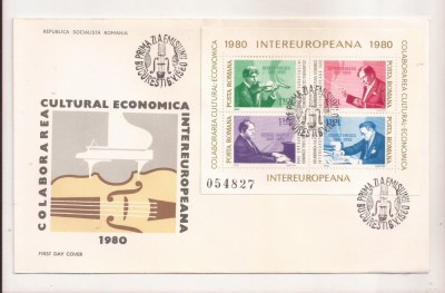 P6 FDC-Prima zi a emisiunii - Colaborarea Intereuropeana 1980 ,format mare foto