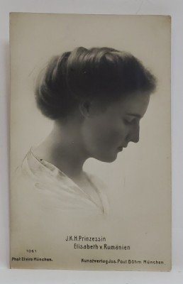 PRINTESA ELISABETA A ROMANIEI , PORTRET , FOTO ELVIRA MUNCHEN , FORMAT CARTE POSTALA , INTERBELICA foto