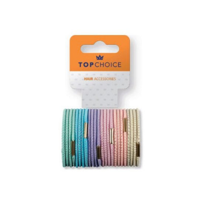 Elastic de par Top Choice, set de 24 bucati asortate, in nuante pastel foto