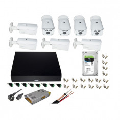 Kit 8 camere supraveghere 2MP Full HD, IR 80m, IP67, carcasa metalica + DVR 8 canale 5MP + Sursa + Cablu + Mufe + HDD 1TB foto