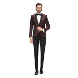 Sacou barbati ceremonie jacquard grena S006, 46