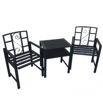 Set masa si 2 scaune pentru gradina Vivatechnix VMD-1046, metalice, 152x50x83cm foto