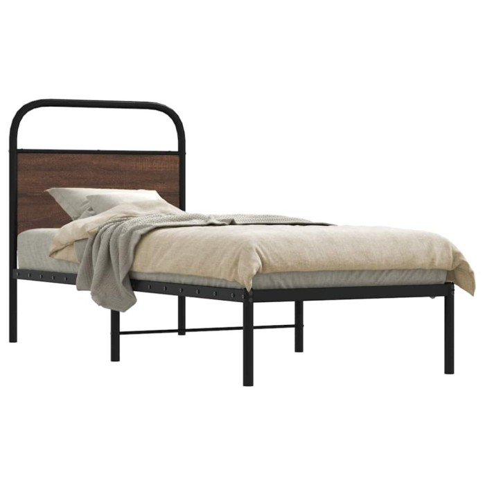 vidaXL Cadru pat fără saltea, stejar maro 75x190 cm lemn prelucrat 4100297