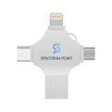 Cumpara ieftin Stick memorie multifunctional 4 in 1 SpectrumPoint&reg;, Capacitate 32 GB, compatibil Android si USB Type-C, argintiu