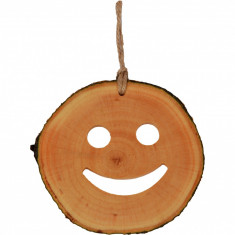 Decoratiune de craciun New Way Decor - Smiley din felie de lemn foto