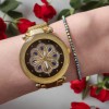 Set ceas casual de dama cu bratara inclusa, mecanism quartz, display analog, curea aurie, inchidere magnetica