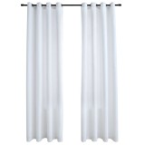 Cumpara ieftin Draperii opace cu inele metalice, 2 buc., alb, 140 x 245 cm
