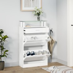 vidaXL Pantofar, alb extralucios, 63x24x104 cm, lemn prelucrat