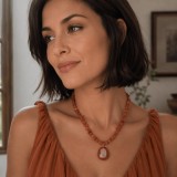 Colier Flori de piatra Cognac