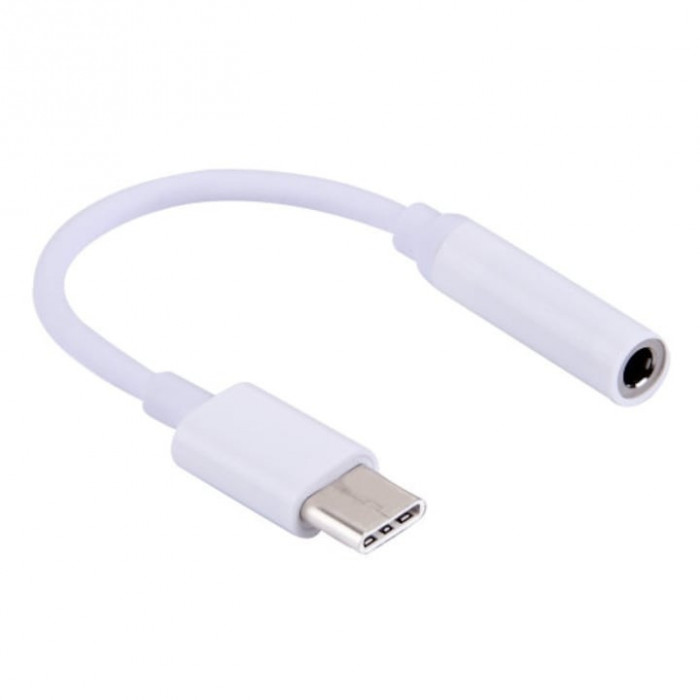 Cablu adaptor USB 3.1 Type-C la jack 3.5mm pentru microfon si casti, alb, HOPE R