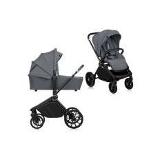 Carucior 2 in 1 Lionelo Mika Plus Grey Stone, landou si sport, ventilatie 3D, pana la 22 kg