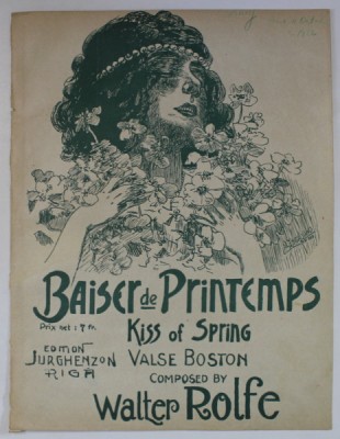 BAISER DE PRINTEMPS , VALSE BOSTON , composed by WALTER ROLFE , 1922 , PARTITURA foto