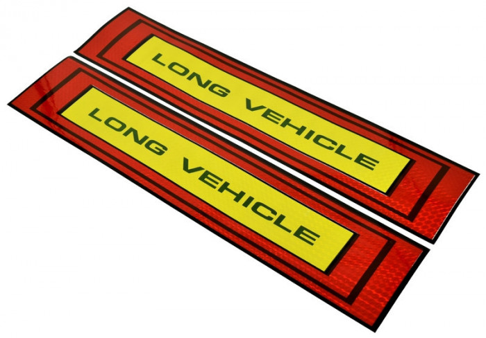 Set sticker reflectorizant pentru camion &quot; LONG VEHICLE &quot; 50 x 10cm