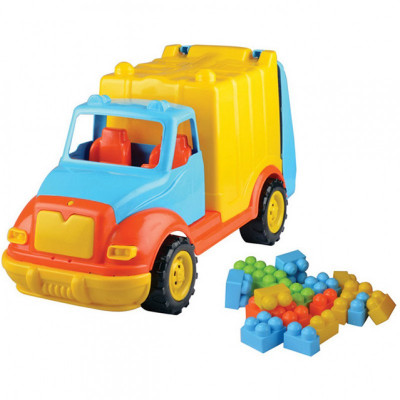 Camion pentru gunoi Ucar Toys, 48 cm, 38 piese constructie foto