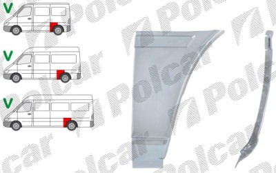 Segment reparatie aripa spate MERCEDES SPRINTER, 01.1995-2006, VW LT II 05.1996-12.2005, partea stanga, lateral panel: L=1200 mm; metal galvanizat; i foto