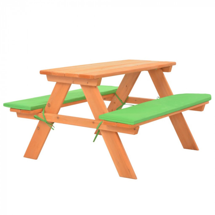 Masa cu banci pentru picnic copii 89x79x50cm lemn masiv brad GartenMobel Dekor