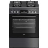 Aragaz mixt Beko FBM62330GADSN, Gaz, 4 arzatoare, Aprindere integrata, Cuptor electric, 72 l, 8 functii, Clasa A, 60 cm, Antracit