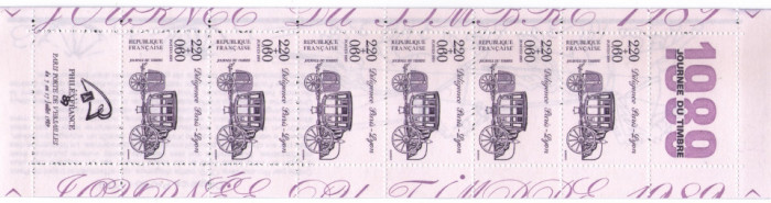 Franta 1989 - ziua marcii postale, 6 neuzate in carnet filatelic