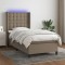 vidaXL Pat cu arcuri, saltea și LED, Gri taupe, 100x200 cm, textil 3138617