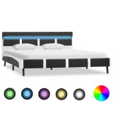 Cumpara ieftin Cadru de pat cu LED, gri, 160 x 200 cm, piele ecologica