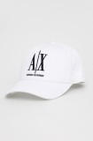 Armani Exchange Căciulă culoarea alb, cu imprimeu