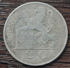 (A801) MONEDA DIN ARGINT BELGIA - 20 FRANCS 1953, BAUDOUIN I, VARIANTA BELGIQUE