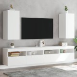 VidaXL Comode TV de perete cu lumini LED, 2 buc., alb, 30,5x35x70 cm